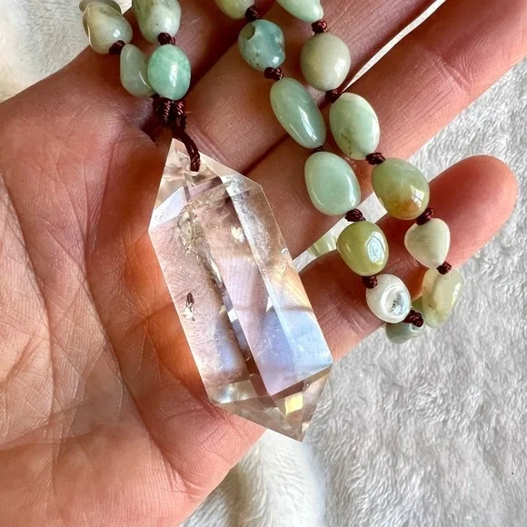 DT Power Quartz + Aquamarine Mala Pendant Necklace - Picture 7 of 8